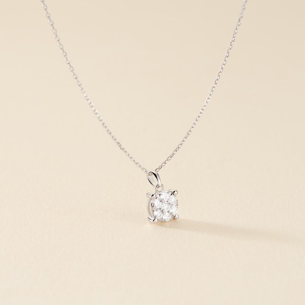 Collier Charlene Or Blanc Diamant Synthetique - Colliers Femme | Histoire d&rsquo;Or
