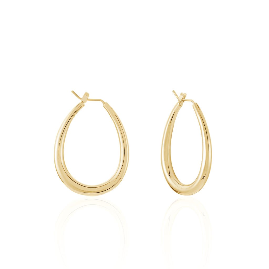 Cr&eacute;oles Olivia Ovale Plaqu&eacute; Or Jaune - Boucles d'oreilles cr&eacute;oles Femme | Histoire d&rsquo;Or