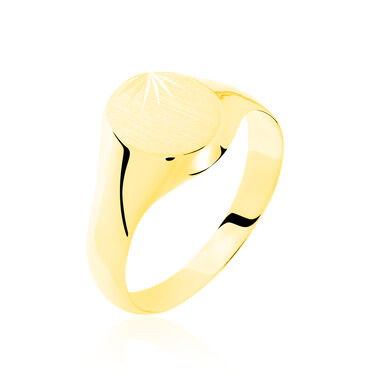 Chevalière Deimos Ovale Diamantee Soleil Or Jaune