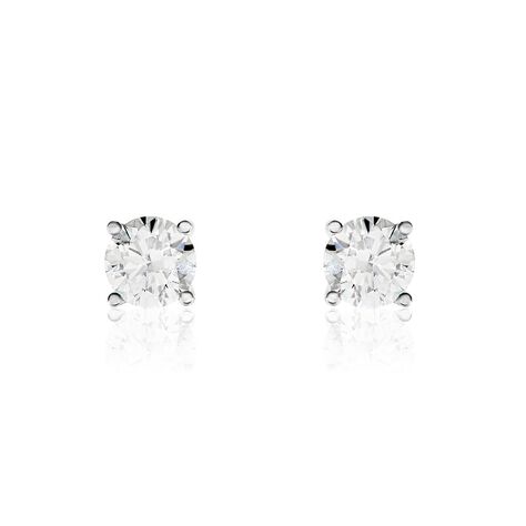 Boucles D'oreilles Puces Victoria Or Blanc Diamant - Clous d'oreilles Famille | Histoire d’Or