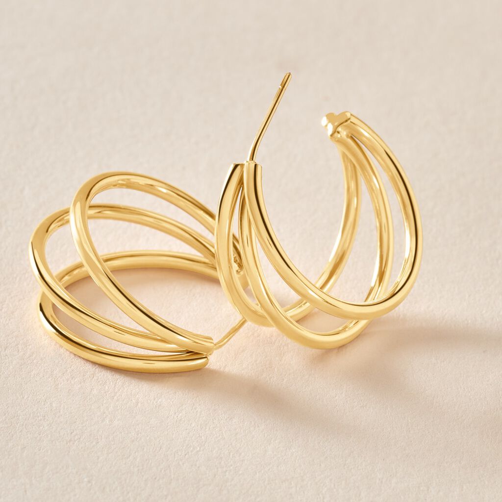 Créoles Maia Acier Doré - Boucles d'oreilles créoles Femme | Histoire d’Or