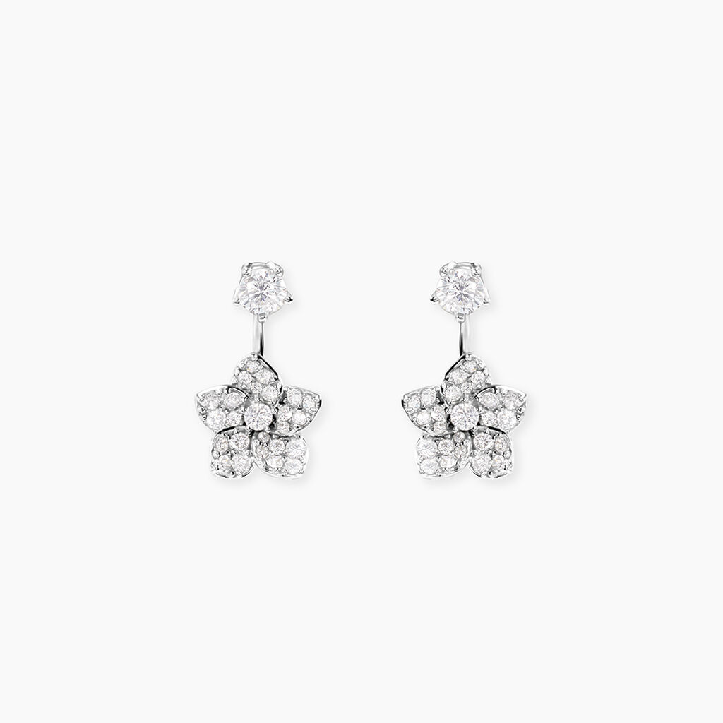 Boucles D'Oreilles Puces Sephine Argent Blanc Oxyde De Zirconium - Boucles d'oreilles fantaisie Femme | Histoire d&rsquo;Or