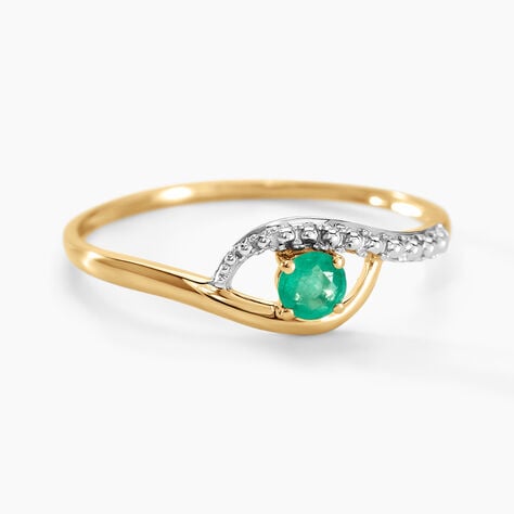 Bague Or Jaune Karmele Emeraude - Bagues solitaires Femme | Histoire d&rsquo;Or