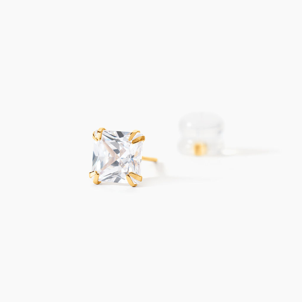 Boucles D'oreilles Puces Or Jaune Doreen Oxydes De Zirconium - Clous d'oreilles Famille | Histoire d&rsquo;Or