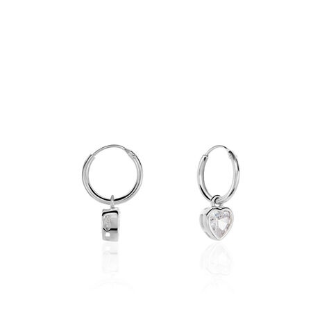 Créoles Argent Blanc Dahud Oxydes De Zirconium - Boucles d'oreilles créoles Femme | Histoire d’Or