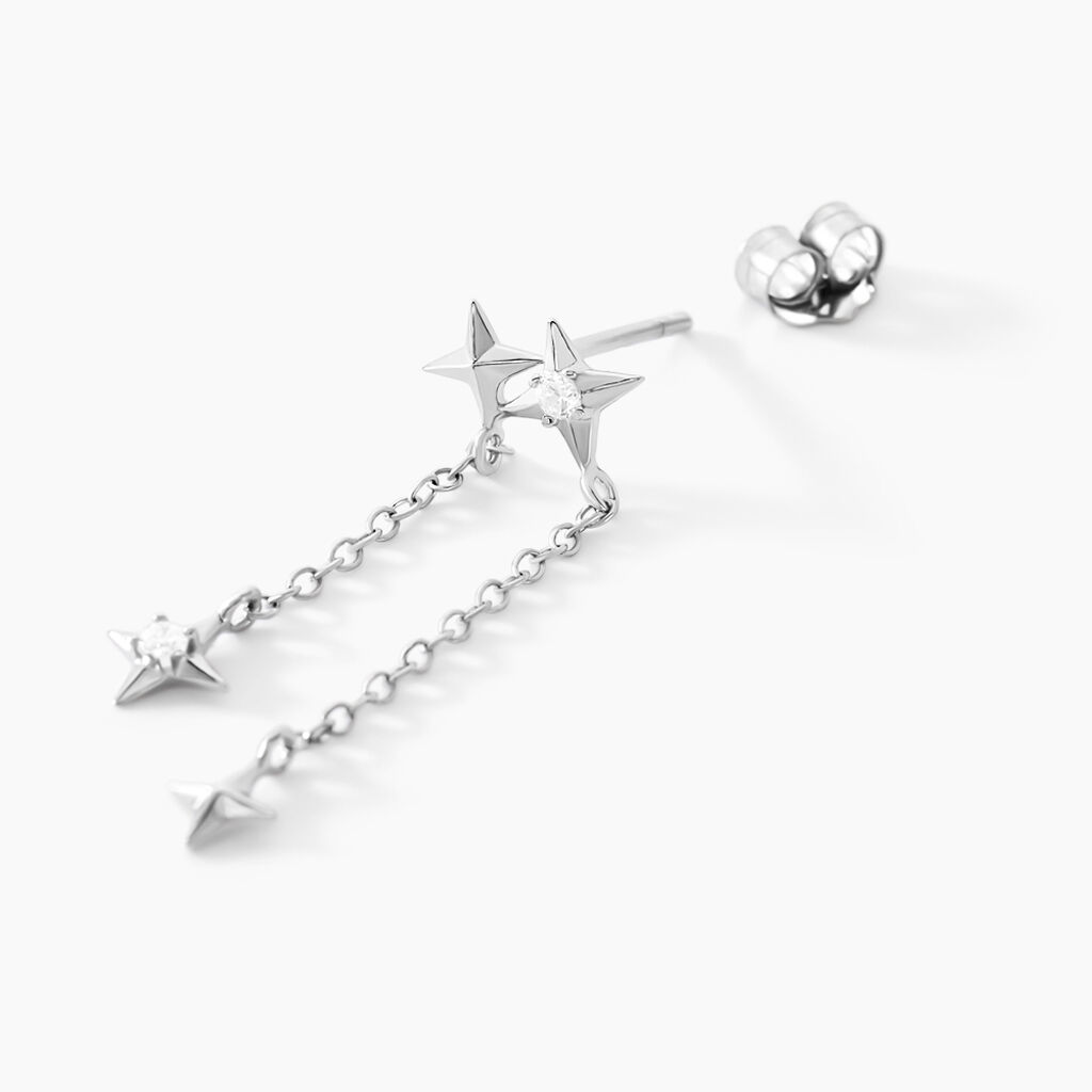 Boucles D'oreilles Pendantes Astre Precieux Argent Blanc Oxyde - Boucles d'oreilles fantaisie Femme | Histoire d’Or
