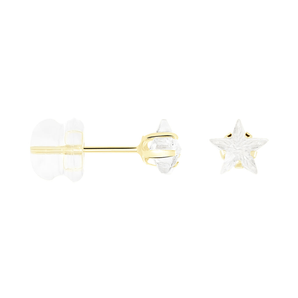 Boucles D'oreilles Puces Elais Etoile Or Jaune Oxyde De Zirconium - Clous d'oreilles Femme | Histoire d’Or