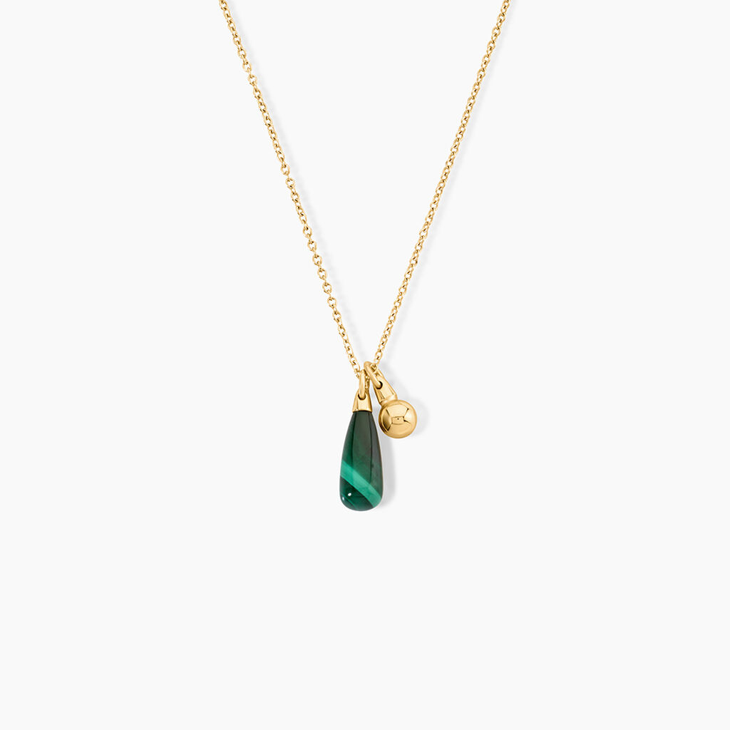 Collier Mala&iuml;ka Argent Dor&eacute; A L'Or 750/1000 Malachite - Colliers Femme | Histoire d&rsquo;Or