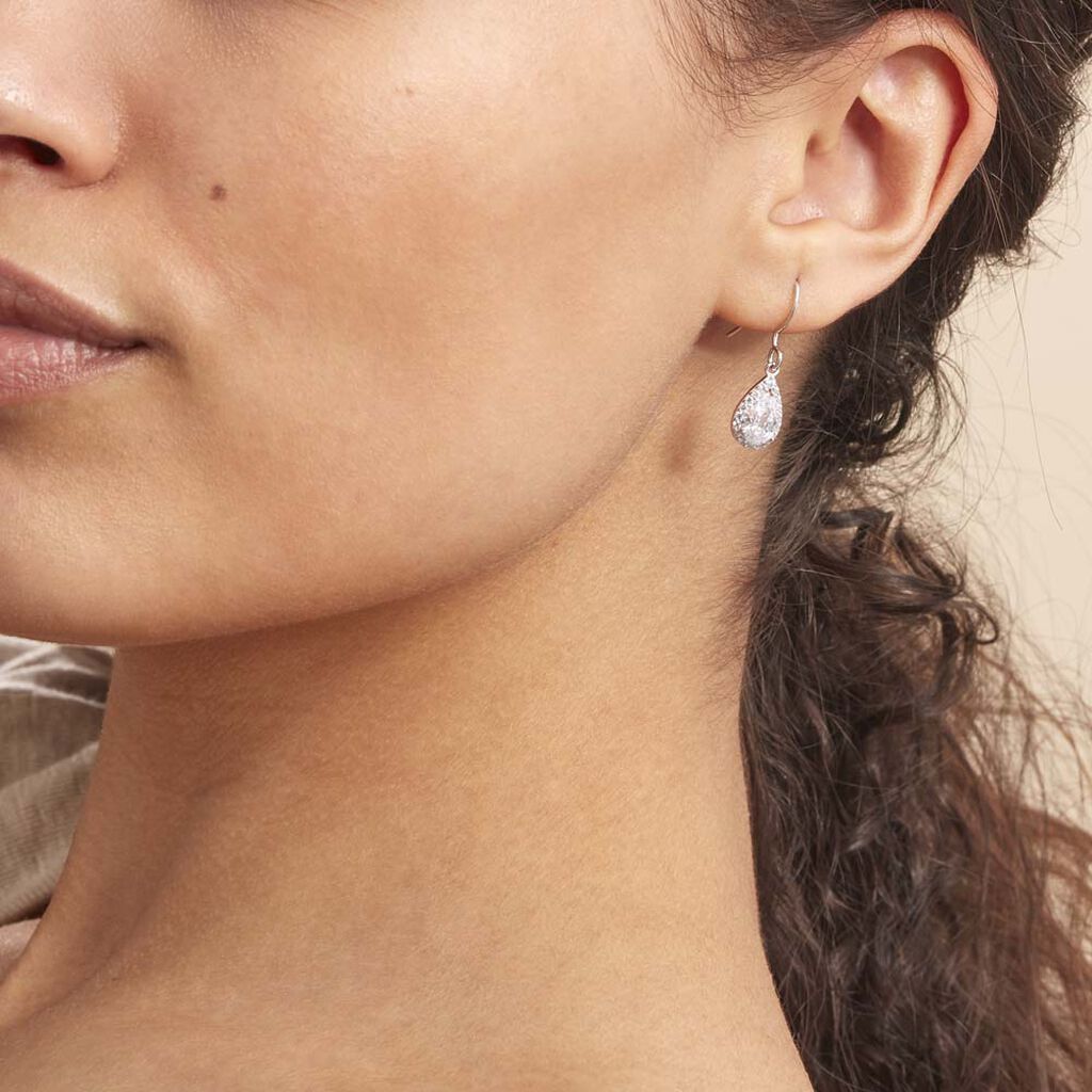 Boucles D'oreilles Pendantes Perce-neige Argent  Oxyde De Zirconium - Boucles d'oreilles fantaisie Femme | Histoire d’Or