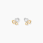 Boucles D'oreilles Puces Anne-maudae Triple Coeurs Or Bicolore - Clous d'oreilles Femme | Histoire d&rsquo;Or
