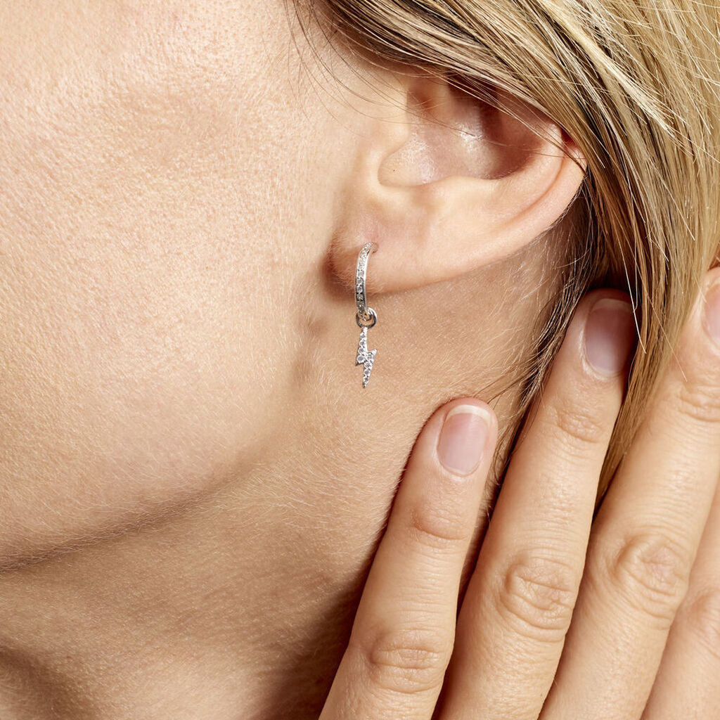 Créole Unitaire Ancelin Rondes Argent Blanc Oxyde De Zirconium - Boucles d'oreilles créoles Femme | Histoire d’Or