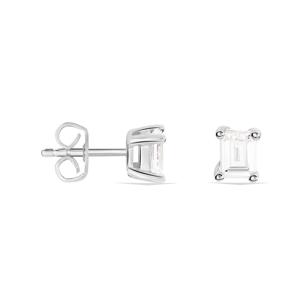 Boucles D'oreilles Puces Mathilda Argent Blanc Oxyde De Zirconium - Boucles d'oreilles fantaisie Femme | Histoire d’Or