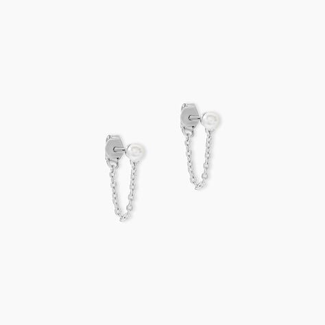 Boucles D'oreilles Pendantes Argent Blanc Leent Perles De Culture - Boucles d'oreilles fantaisie Femme | Histoire d&rsquo;Or