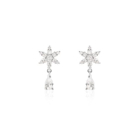 Boucles D'oreilles Pendantes Linas Argent Blanc Oxyde De Zirconium - Boucles d'oreilles fantaisie Femme | Histoire d&rsquo;Or