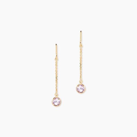Boucles D'Oreilles Pendantes Arenale Argent Dor&eacute; A L'Or 750/1000 Am&eacute;thyste - Boucles d'oreilles pendantes Femme | Histoire d&rsquo;Or