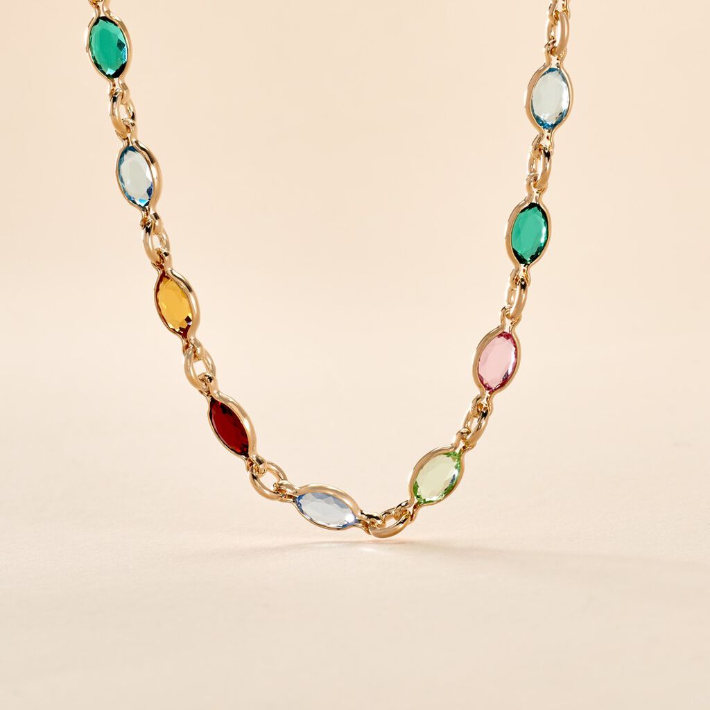 Collier Ilvaae Plaqu&eacute; Or Jaune Pierre De Synthese - Colliers Femme | Histoire d&rsquo;Or