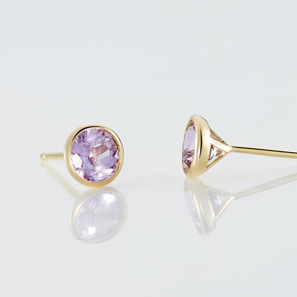 Boucles D'oreilles Puces Parmeclos Or Jaune Amethyste - Clous d'oreilles Femme | Histoire d&rsquo;Or