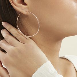Créoles Agathe Diamantees Argent Rose - Boucles d'oreilles créoles Femme | Histoire d’Or