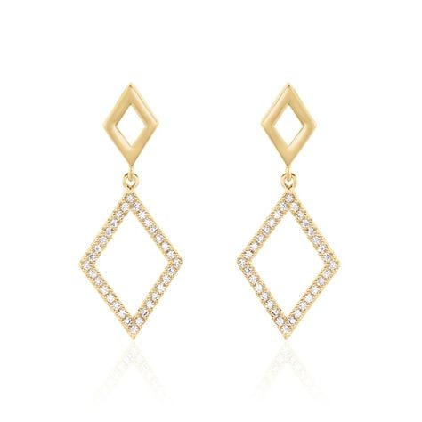 Boucles D'oreilles Brody Plaqué Or Jaune Oxydes De Zirconium - Boucles d'oreilles fantaisie Femme | Histoire d’Or