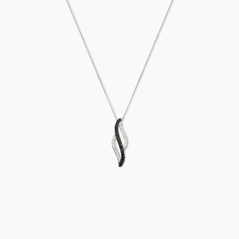 Collier Courbes Or Blanc Diamant - Colliers Femme | Histoire d&rsquo;Or