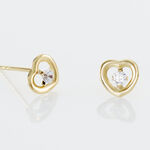 Boucles D'oreilles Puces Daria C&oelig;ur Or Jaune Oxyde De Zirconium - Clous d'oreilles Famille | Histoire d&rsquo;Or