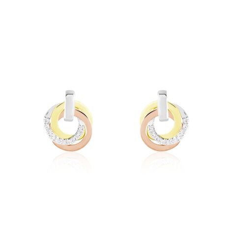 Boucles D'oreilles Puces Or Tricolore Vanadissa Diamants - Clous d'oreilles Femme | Histoire d&rsquo;Or