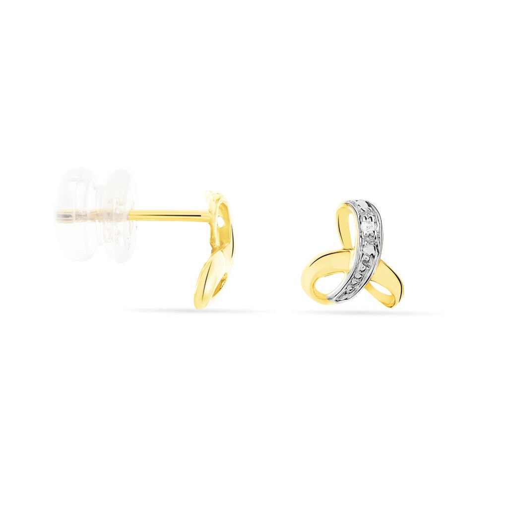 Boucles D'oreilles Puces Volute Or Jaune Diamant - Clous d'oreilles Femme | Histoire d’Or