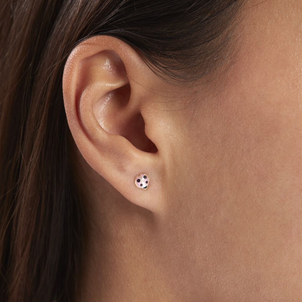 Boucles D'oreilles Puces Helidie Coccinelle Or Jaune - Clous d'oreilles Enfant | Histoire d’Or