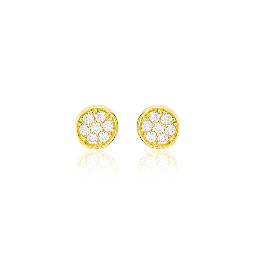 Boucles D'oreilles Puces Pastille Serti Clos Or Jaune Oxyde - Clous d'oreilles Femme | Histoire d’Or