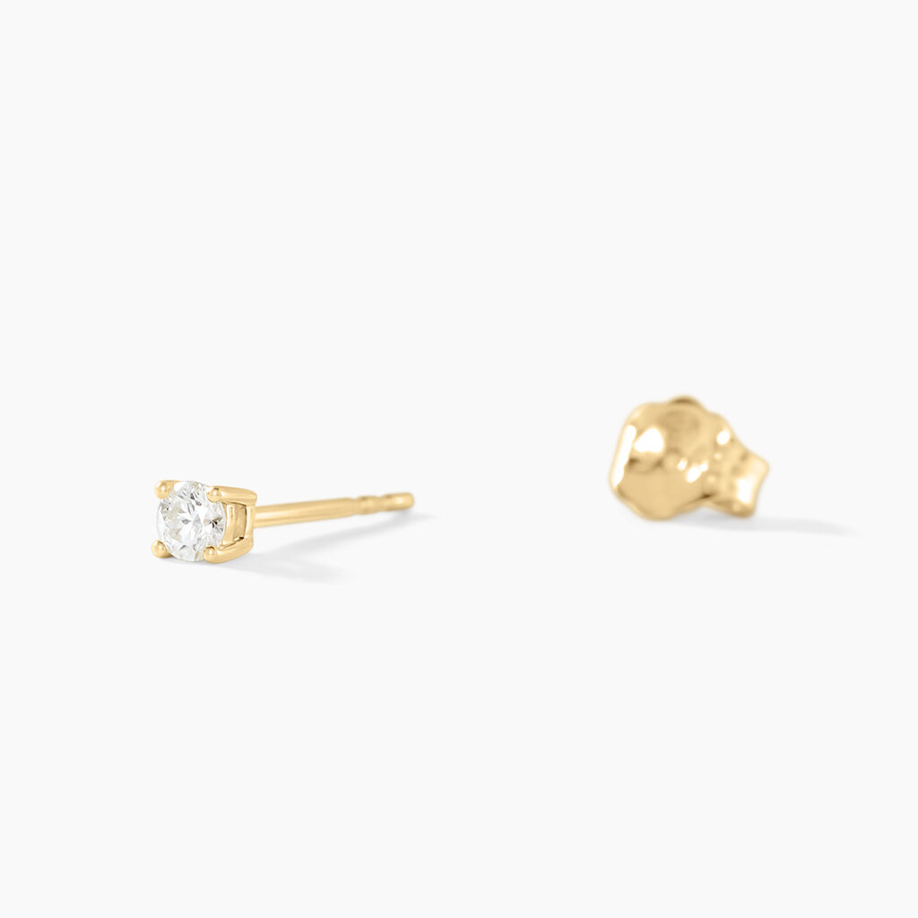 Boucles D'oreilles Puces Aphrodite Or Jaune Diamant - Clous d'oreilles Famille | Histoire d’Or