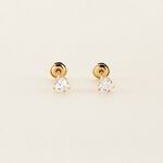 Boucles D'oreilles Puces Leidi Or Jaune Oxyde De Zirconium - Clous d'oreilles Famille | Histoire d&rsquo;Or