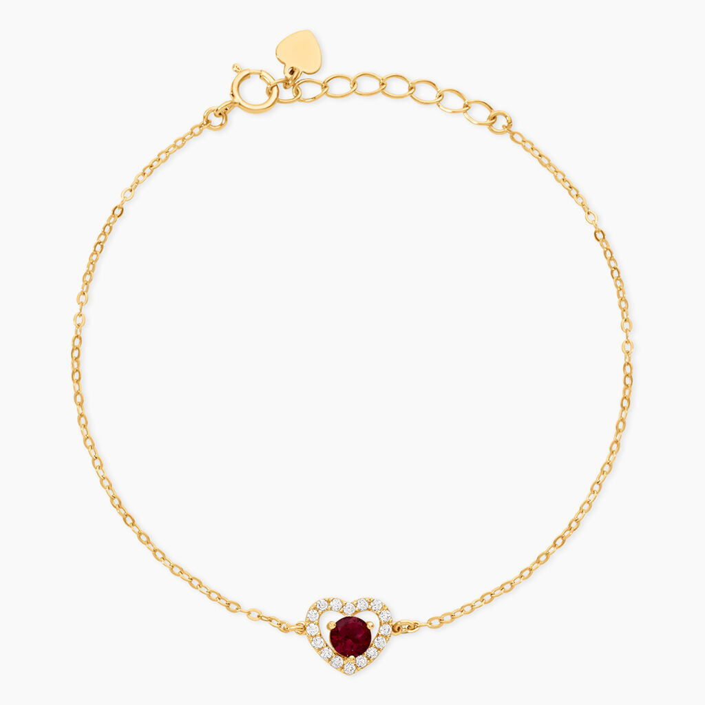 Bracelet Red Velvet Argent Dor&eacute; A L'Or 750/1000 Rhodolite Oxyde De Zirconium - F&ecirc;te des m&egrave;res Femme | Histoire d&rsquo;Or