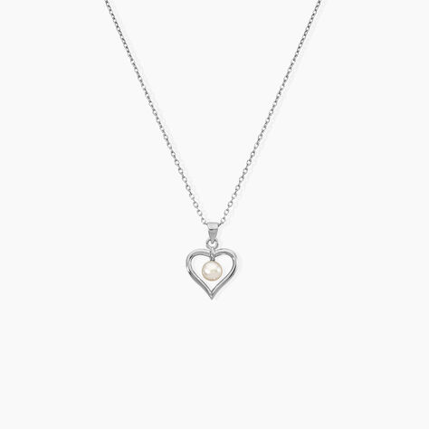Collier Ainhoa Maille For&ccedil;at Argent Blanc Perle De Culture - Colliers fantaisie Femme | Histoire d&rsquo;Or