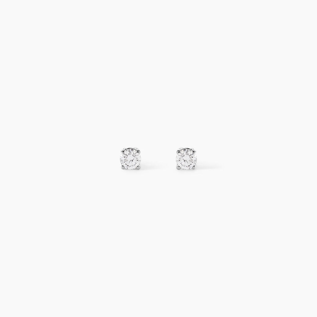 Boucles D'oreilles Puces Or Blanc Victoria Diamants - Clous d'oreilles Femme | Histoire d&rsquo;Or