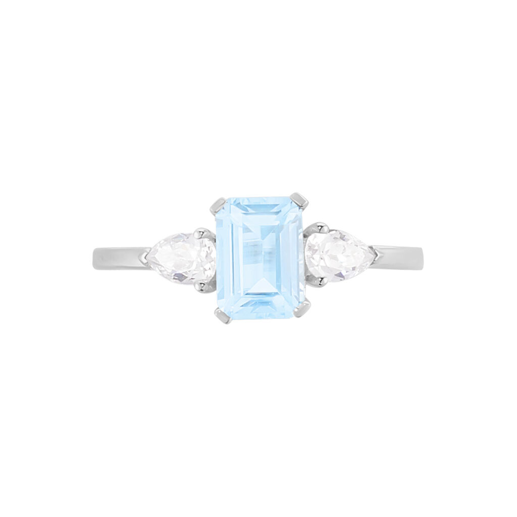 Bague Medyna Or Blanc Topaze Et Oxyde De Zirconium - Bagues solitaires Femme | Histoire d’Or