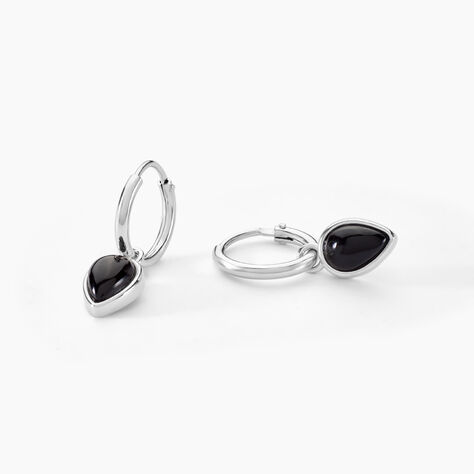 Créoles Mentissa Argent Blanc Agate - Boucles d'oreilles créoles Femme | Histoire d’Or