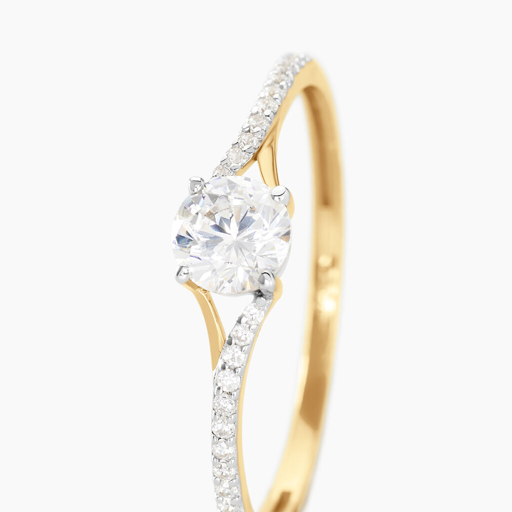 Bague Solitaire Jessa Or Jaune Oxyde De Zirconium - Bagues solitaires Femme | Histoire d&rsquo;Or