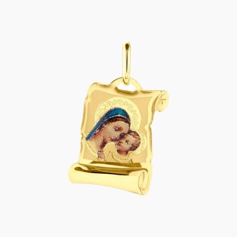 Pendentif Vierge A L'enfant Parchemin Or Jaune - Pendentifs Baptême Famille | Histoire d’Or