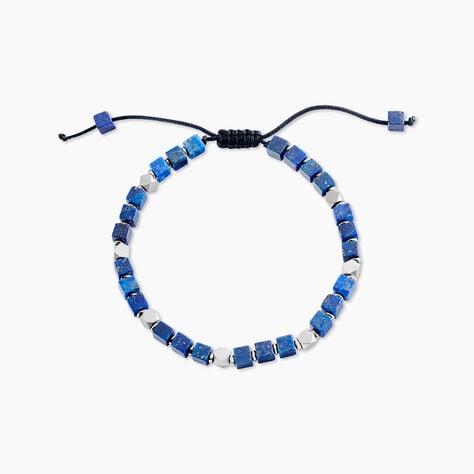 Bracelet Cusco Acier Blanc Lapis Lazuli - Bracelets cordon Homme | Histoire d&rsquo;Or