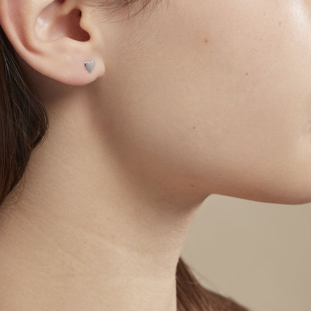 Boucles D'oreilles Puces Jeanne-françoise Argent Blanc - Boucles d'oreilles fantaisie Femme | Histoire d’Or