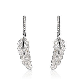 Boucles D'oreilles Puces Or Blanc Diamant - Boucles d'oreilles pendantes Femme | Histoire d’Or