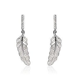 Boucles D'oreilles Puces Or Blanc Diamant - Boucles d'oreilles pendantes Femme | Histoire d’Or