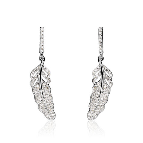 Boucles D'oreilles Puces Or Blanc Diamant - Boucles d'oreilles pendantes Femme | Histoire d’Or