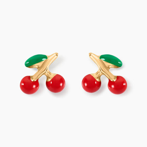 Boucles D'oreilles Puces Cherry Cerise Or Jaune - Clous d'oreilles Enfant | Histoire d’Or