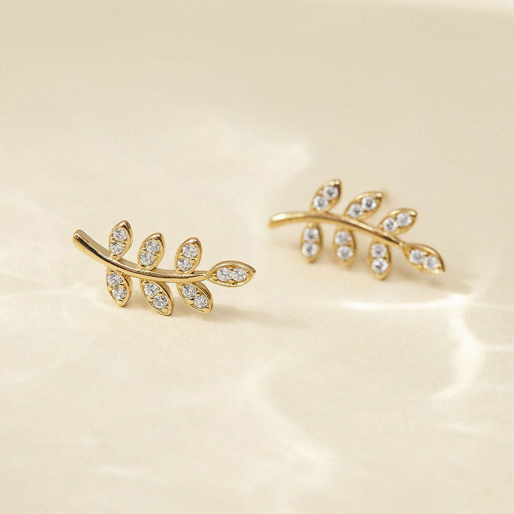 Boucles D'oreilles Puces Ael Or Jaune Oxyde De Zirconium - Clous d'oreilles Femme | Histoire d&rsquo;Or