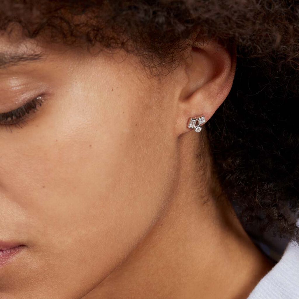 Boucles D'oreilles Puces Argent Duredle Oxydes De Zirconium - Boucles d'oreilles fantaisie Femme | Histoire d’Or
