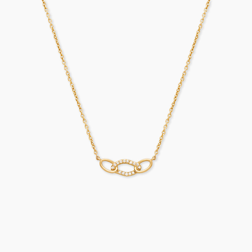 Collier Fatia Argent Dor&eacute; A L'Or 750/1000 Oxyde De Zirconium - Colliers Femme | Histoire d&rsquo;Or
