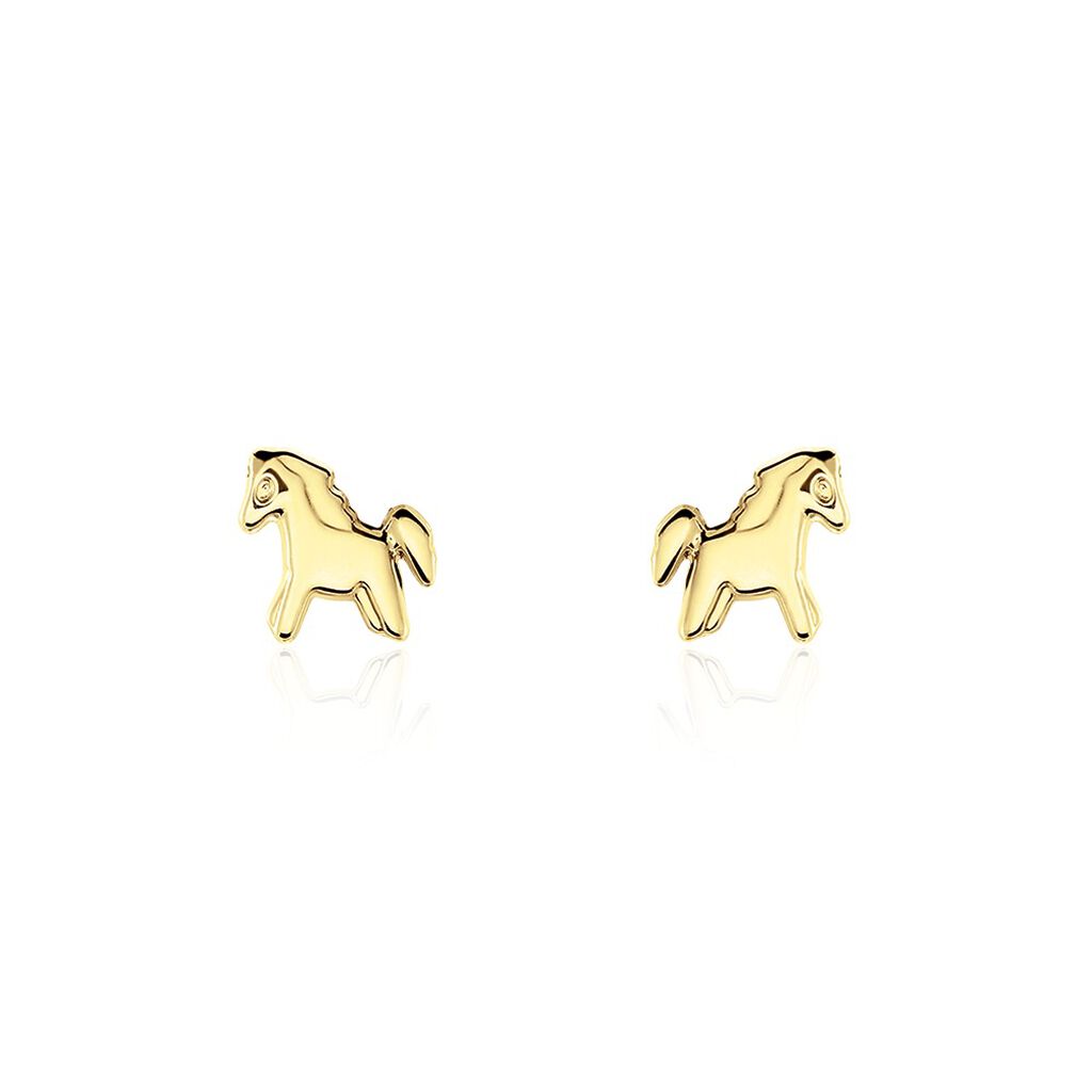 Boucles D'oreilles Puces Freyia Cheval Or Jaune - Clous d'oreilles Enfant | Histoire d’Or
