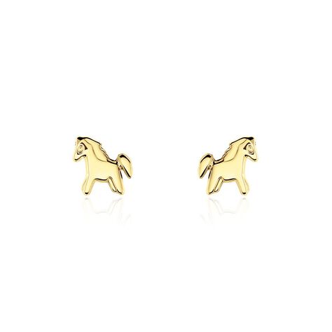 Boucles D'oreilles Puces Freyia Cheval Or Jaune - Clous d'oreilles Enfant | Histoire d’Or