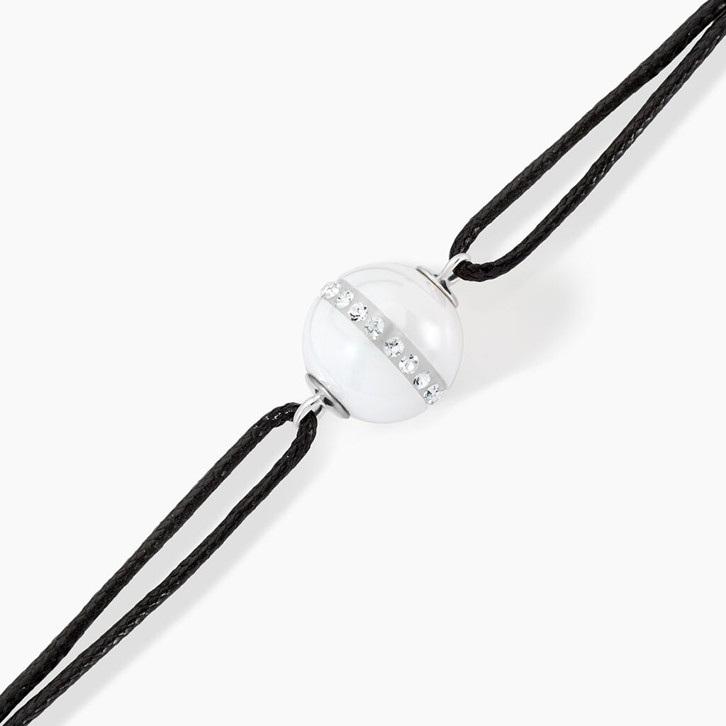 Bracelet Nina Cera Argent Blanc Céramique Et Strass - Bracelets cordon Femme | Histoire d’Or